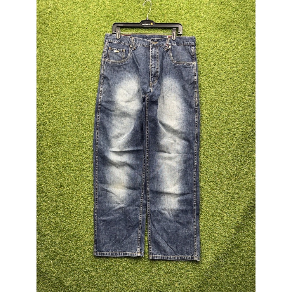 Vintage Phat Farm Jeans Mens 36x33 Blue Loose Baggy Fit Y2K 90s Denim Wide Leg